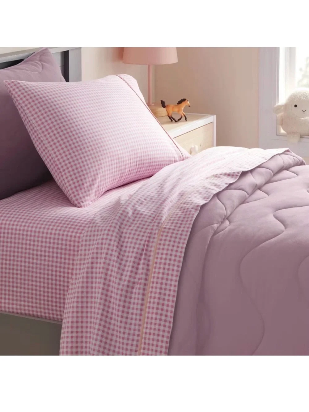 Precious Pink Gingham FULL Sheet Set - Cotton ~ NEW